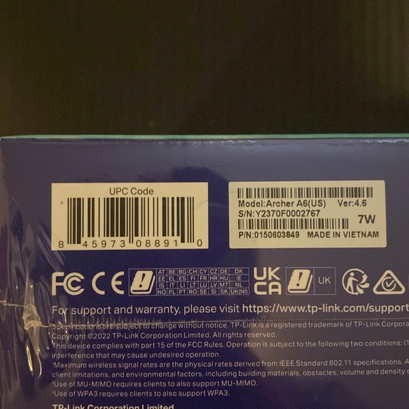 TP-Link AC1200 Gigabit WiFi Router (Archer A6) New in box - Picture 3 of 3